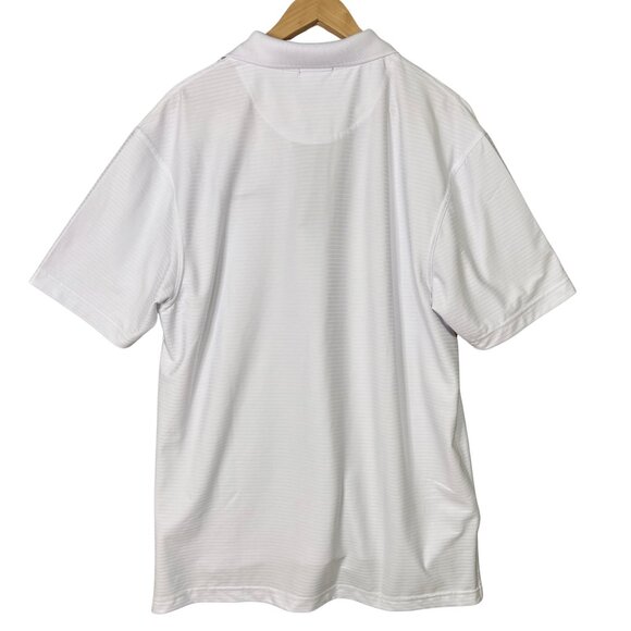 Divots Men Striped Golf Polo Shirt Mercedes Benz Embroidered Logo Sz Large White - Picture 6 of 7